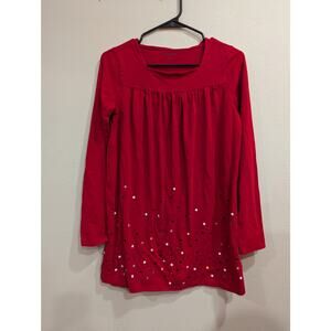 Pretty red babydoll style long sleeve top with sequin detailing by Lands End XL